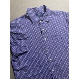 Vineyard Vines Polo Shirt Mens LAmerican Performance AOP‎ Golf USA Flag Purple